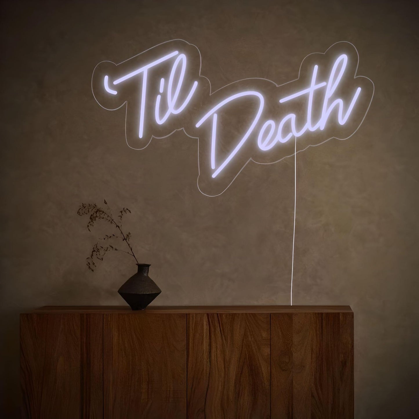 TIL Death Neon Sign - LED Neon Signs Wedding White Neon Light Signs for Home Beer Bar Pub Recreation Room Game Room Windows Garage Wall Restaurant