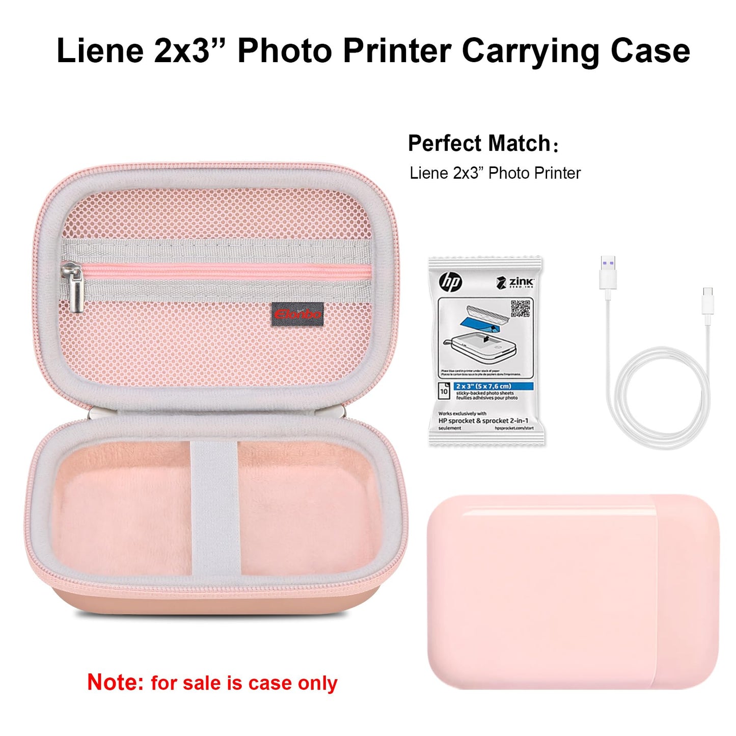 Elonbo Carrying Case for Liene 2x3” Photo Printer, Portable Mini Color Instant Print Digital Camera Hard Travel Bag, Smartphone Picture Printer