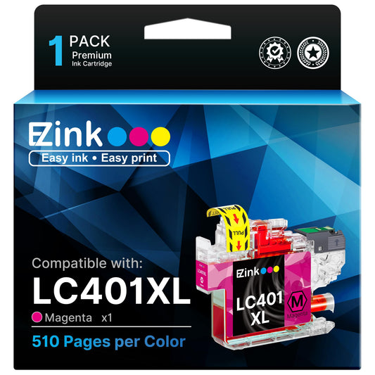 E-Z Ink Compatible Ink Cartridge Replacement for Brother LC401 XL LC401XL Ink Cartridge Use for MFC-J1010DW MFC-J1012DW MFC-J1170DW Printer (Magenta