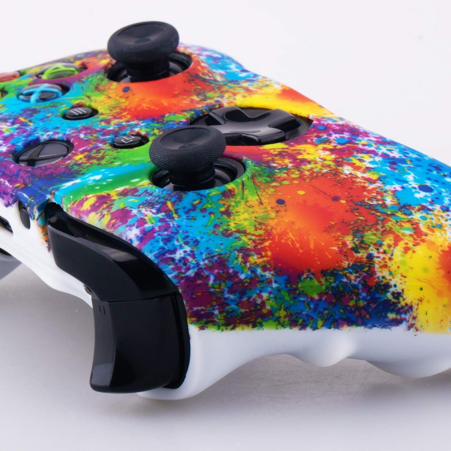 YoRHa Printing Rubber Silicone Cover Skin Case for Xbox One S/X Controller x 1(Spashing Paint) with Thumb Grips x 10