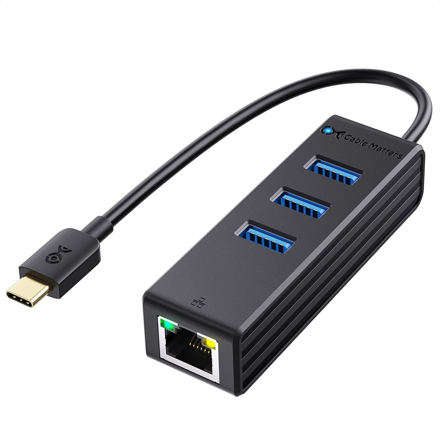 Cable Matters 4-in-1 USB C Hub with Gigabit Ethernet, Black