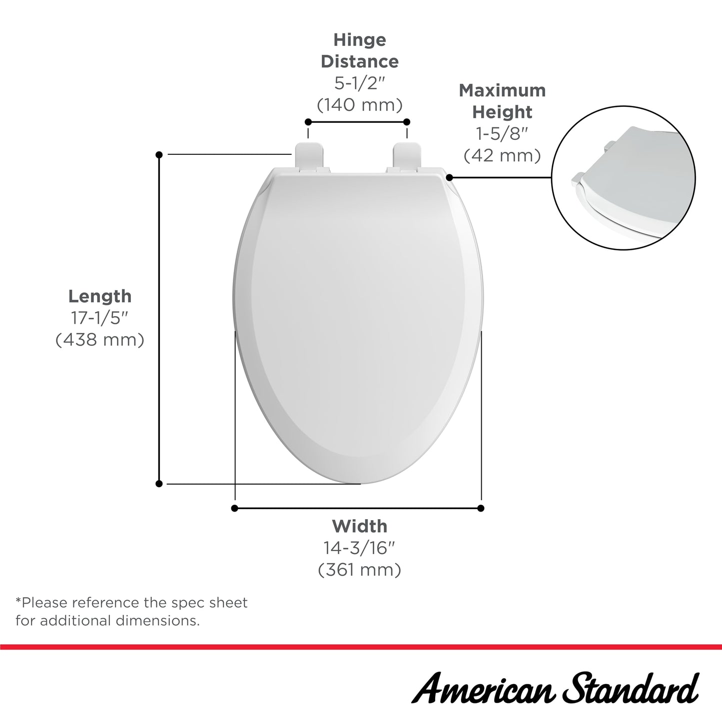 American Standard 5503A00B.020 Slow Elongated Closed Front Toilet Seat, White