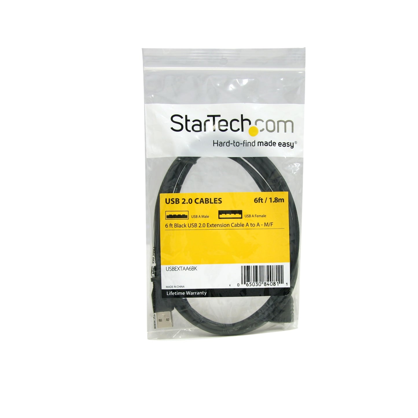 StarTech 6-ft USB A Male to USB A Female Extension Cable, Black USBEXTAA6BK