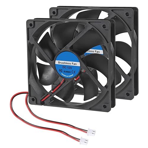 2Pcs DC 12V 12025 Cooling Fan 120x120x25mm 12cm 120mm Computer Case Fan DC 12V Cooling Fan for Fan Server Chassis Power Inverter PC Cooling Fan 2Pin