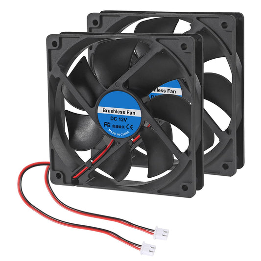 2Pcs DC 12V 12025 Cooling Fan 120x120x25mm 12cm 120mm Computer Case Fan DC 12V Cooling Fan for Fan Server Chassis Power Inverter PC Cooling Fan 2Pin