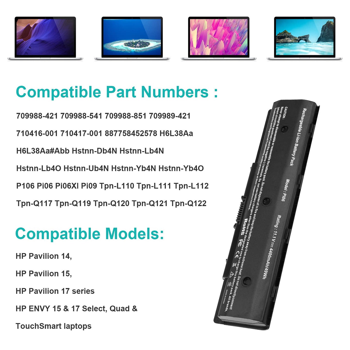 Fancy Buying PI06 Laptop Battery for HP PI09 710416-001 710417-001, Envy 15 15T 17 Pavilion 14-E000 15-E000 15t-e000 15z-e000 17-E000 17-E100 17Z-E100