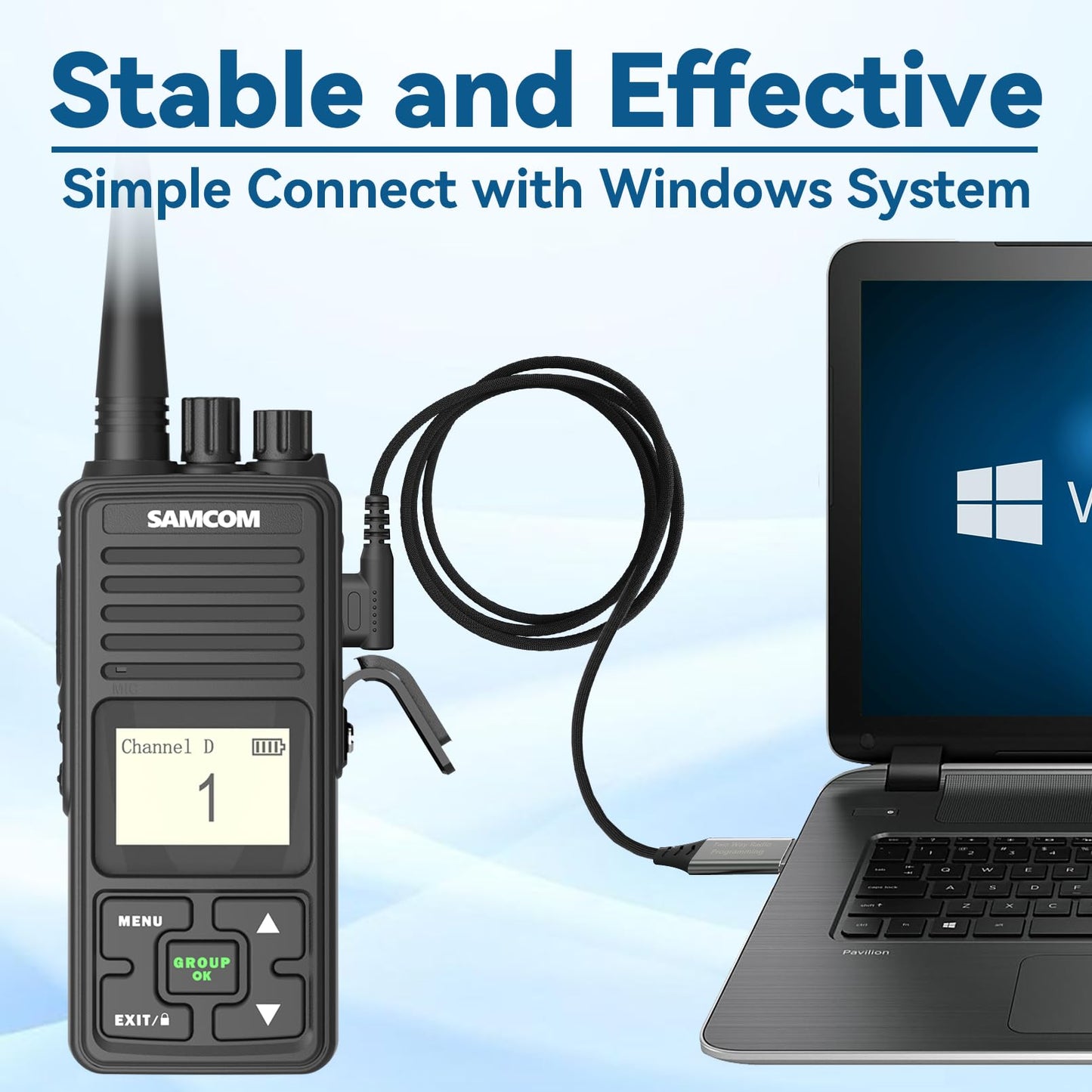 SAMCOM Two Way Radio USB Programming Cable, for FPCN30A FPCN10A Ham Radio - Easy Setup, No Driver Needed