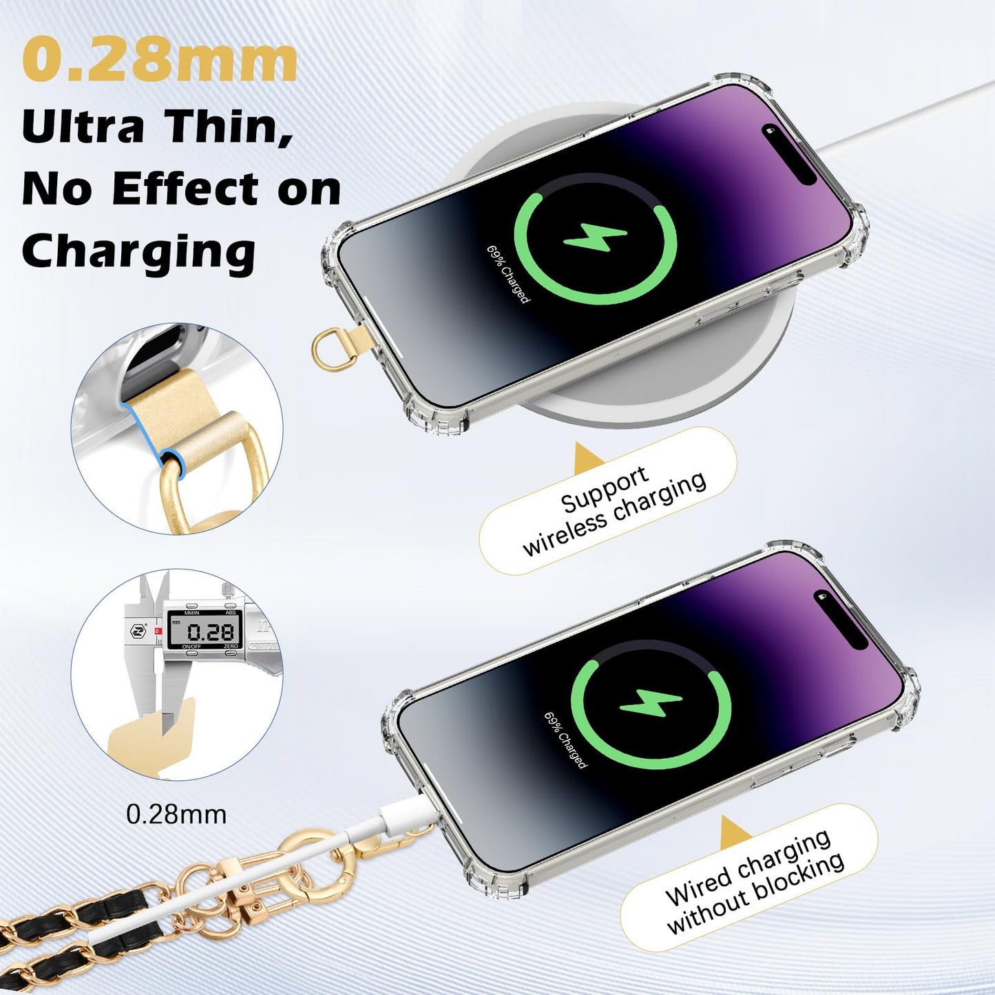 MoKo Heavy Duty Phone Tether Tab ×2, 360° Rotatable Spring O Ring ×2, Metal Ultra-Thin Cellphone Lanyard Pads Cellphone Strap Patches Connector Tether