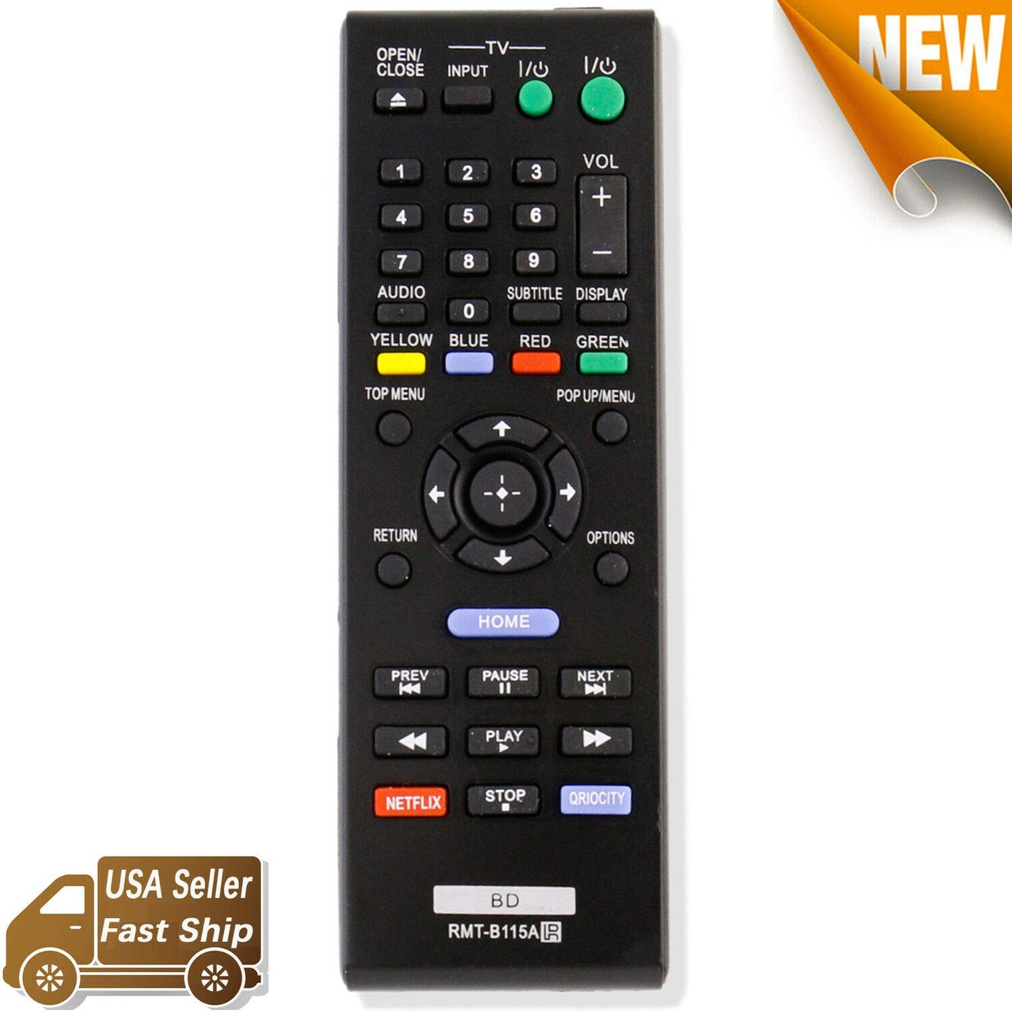 New - Remote Control RMT-B115A Replace for Sony Bluray DVD Player BDP-S480 BDP-S580