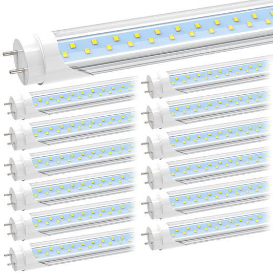 JESLED 12 Pack Type A+B T8 LED Bulbs 4 Foot, 24W 3200LM, 6000K Cool White