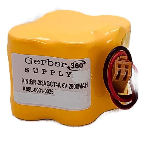 Gerber360 Supply BR-2/3AGCT4A (A98L-0031-0025) 6V 2900mAH Backup Battery for Fanuc Control