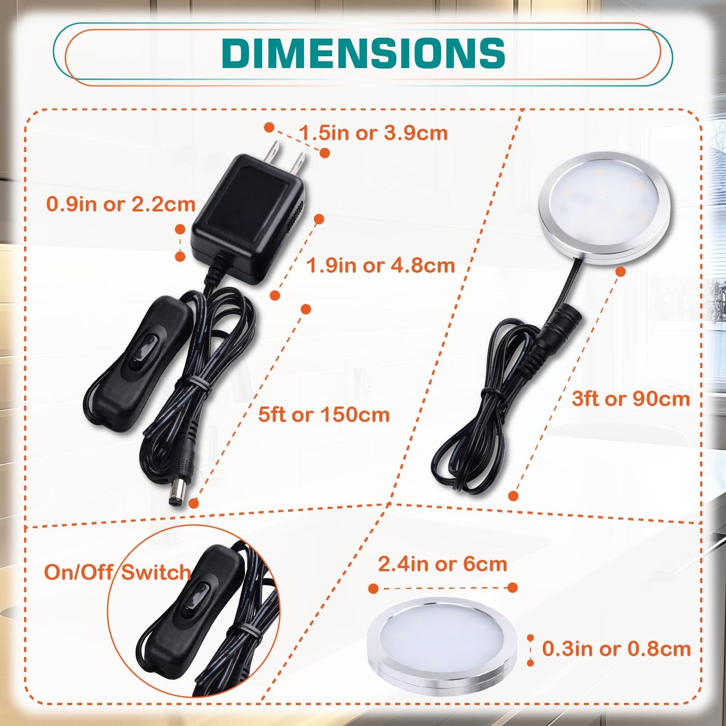 Lvyinyin Single Under Cabinet LED Puck Light, Curio Display Case Shelf Counter Accent Lighting, 120V Electric Wired Wall Plug in, On Off Switch, Black