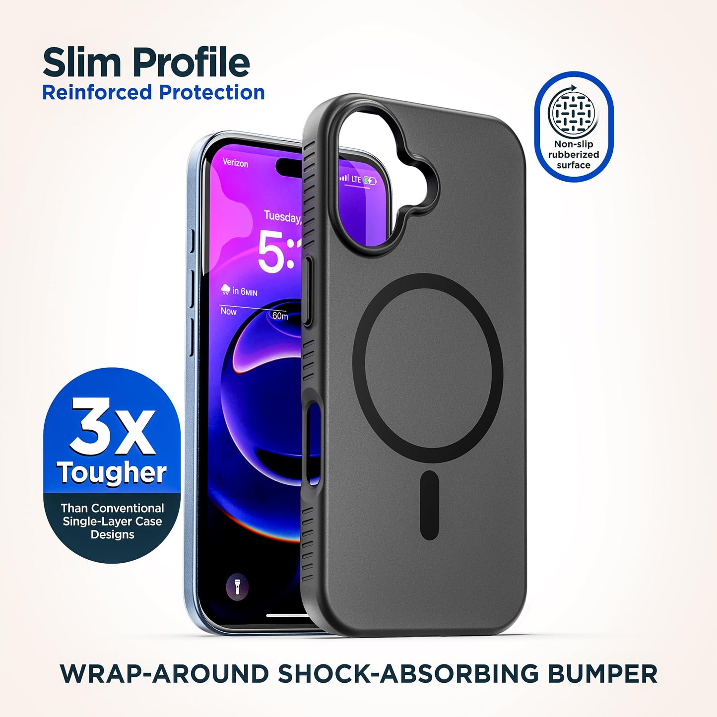 Encased SlimShield for iPhone 17 Belt Clip Case with Phone Holster (Compatible with MagSafe) Matte Black