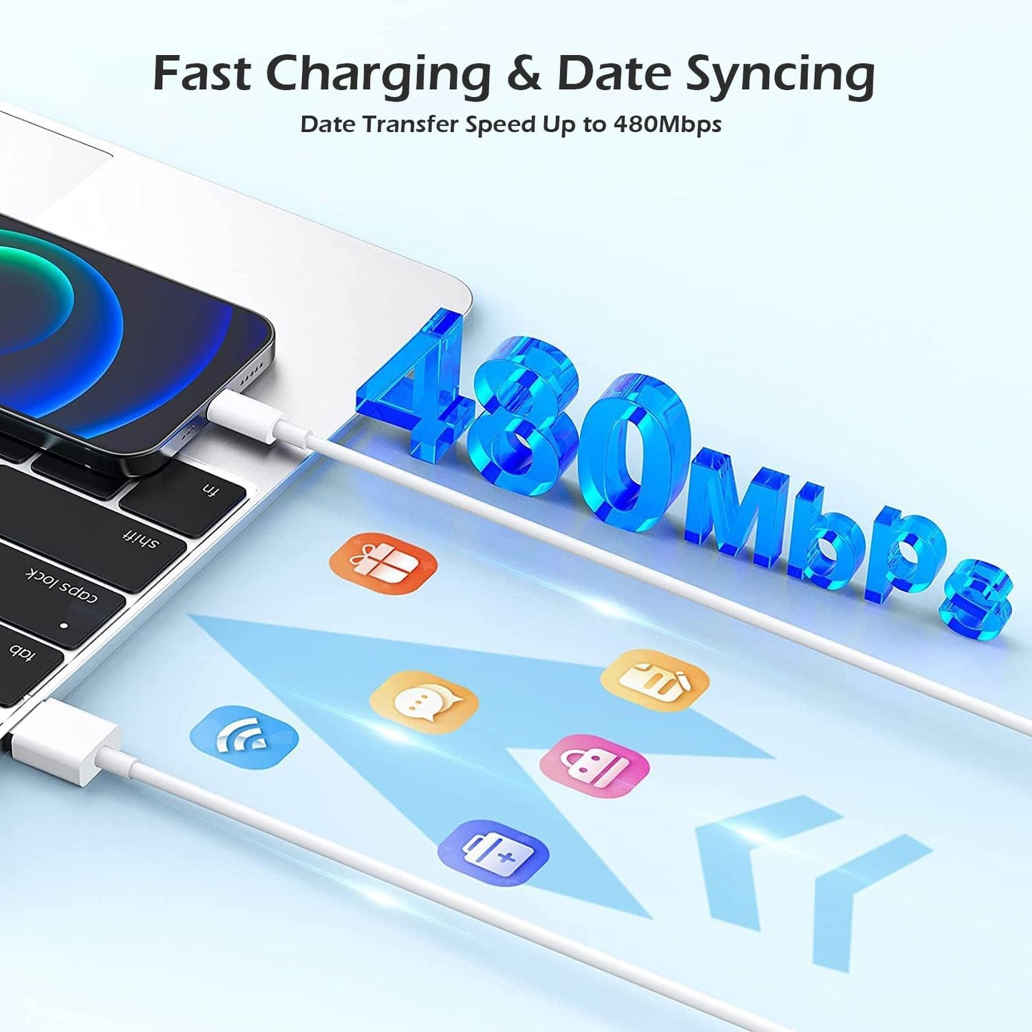 Charging for iPhone Charger [Apple MFi Certified] 2Pack Lightning Cable Data Sync Charging Cord with USB A Wall Charger Block Travel Plug for iPhone