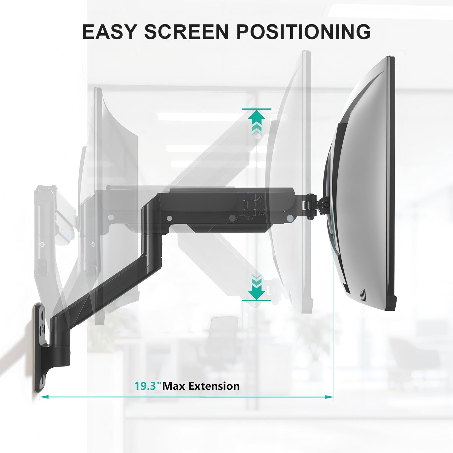 WALI Computer Monitor Wall Mount for 17 to 32 Inch Screens, Single Monitors Mount Holds up to 22lbs, Fully Adjustable Wall Mount Monitor Arm