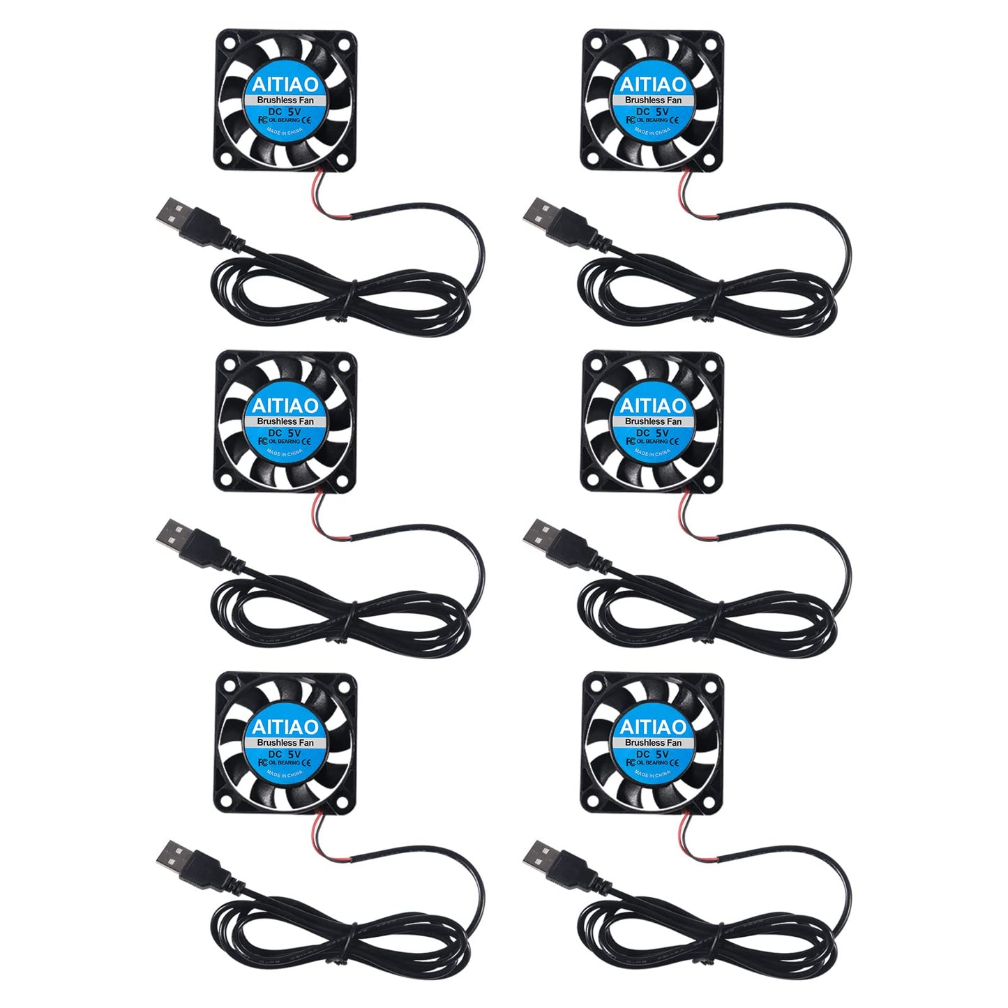 AITIAO 6Pcs 40mm USB Brushless Cooling Fan 40mm x10mm DC 5V Quiet Cooling Fan 4010 Mini Computer Fan for Small Appliances Series Replacement(4010USB