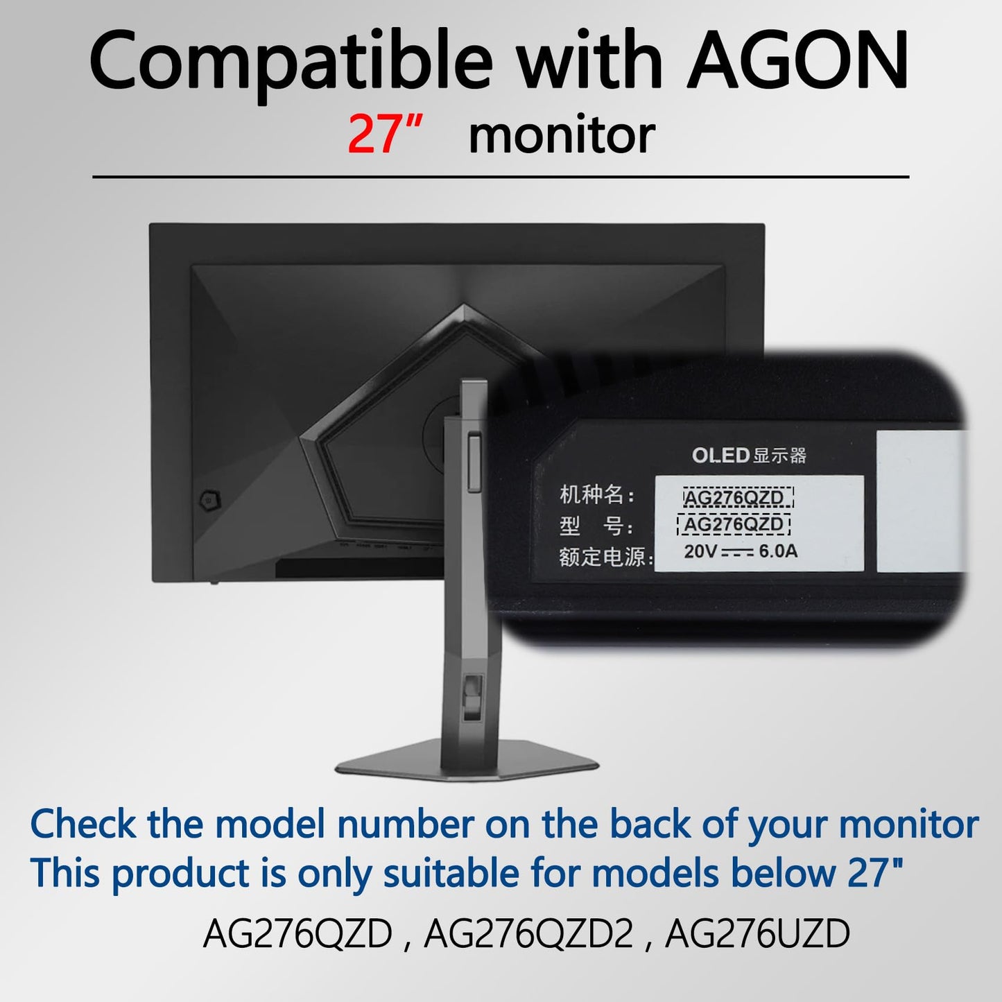 AG276QZD2 VESA Mount Adapter Compatible with AOC Agon Series Monitor?Fits AG276QZD,AG276QZD2,AG276UZD?- 75x75 to 100x100 Wall Mount Bracket