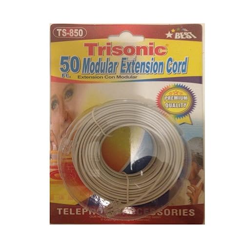 Trisonic Trisonoc50ftcbl Telephone Phone Extension Cord Cable Line Wire, 50', White