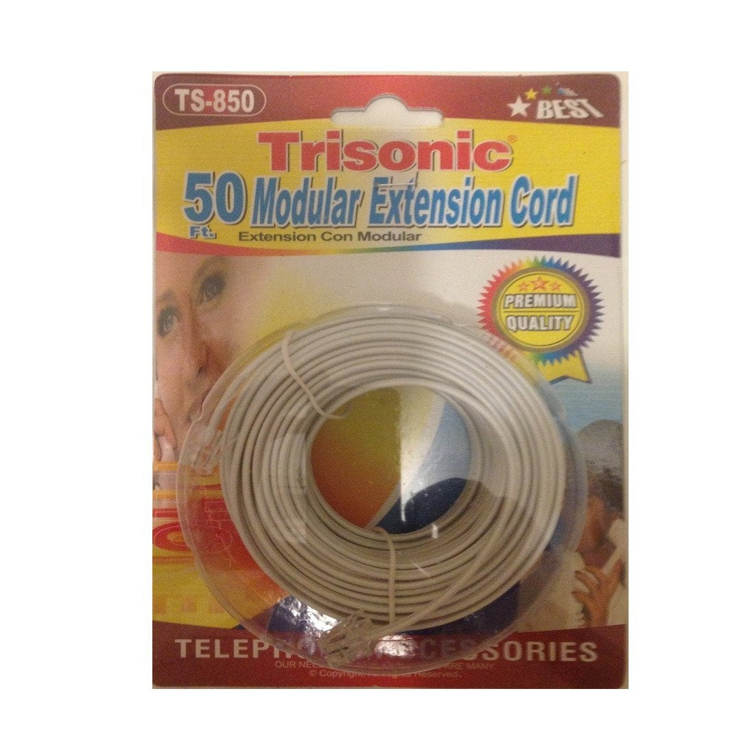 Trisonic Trisonoc50ftcbl Telephone Phone Extension Cord Cable Line Wire, 50', White