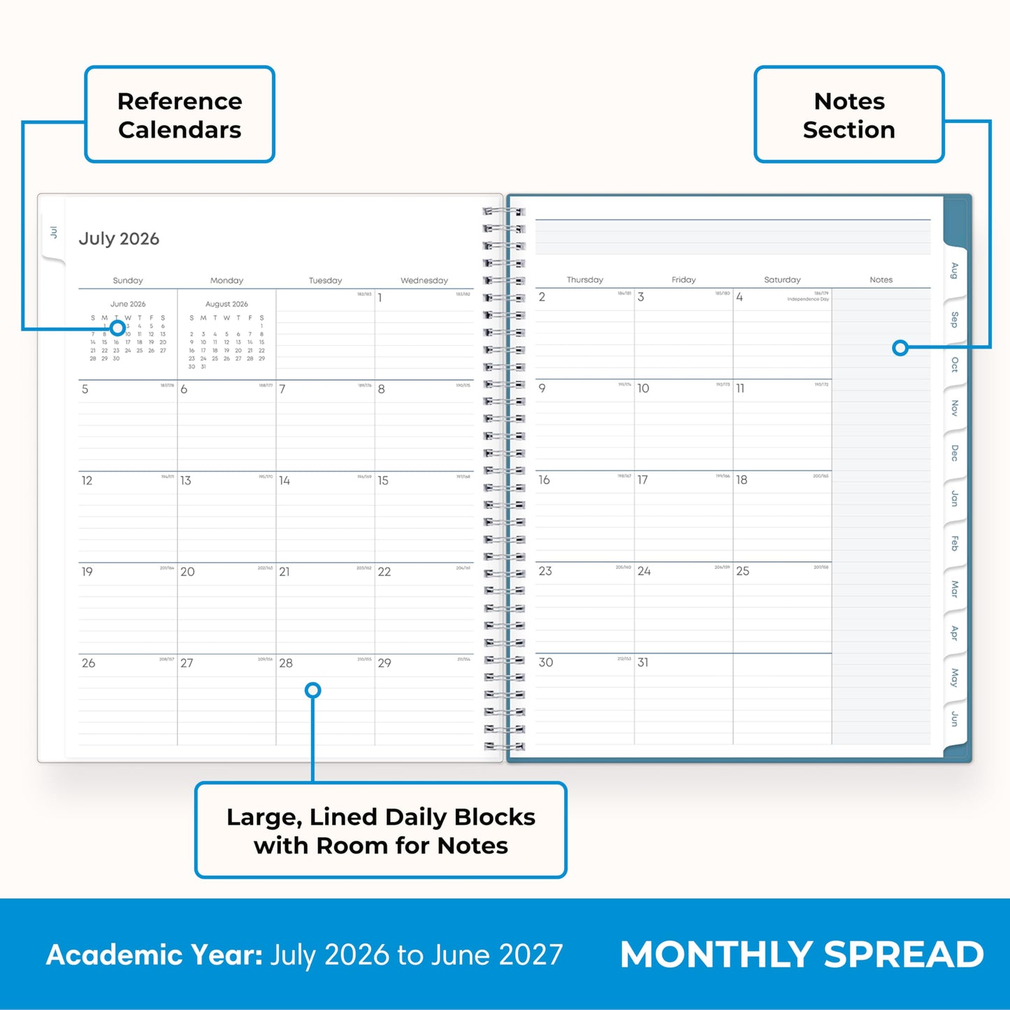 Blue Sky 2026-2027 Weekly & Monthly Academic Planner, 8.5"x11" Ditsy Dapple
