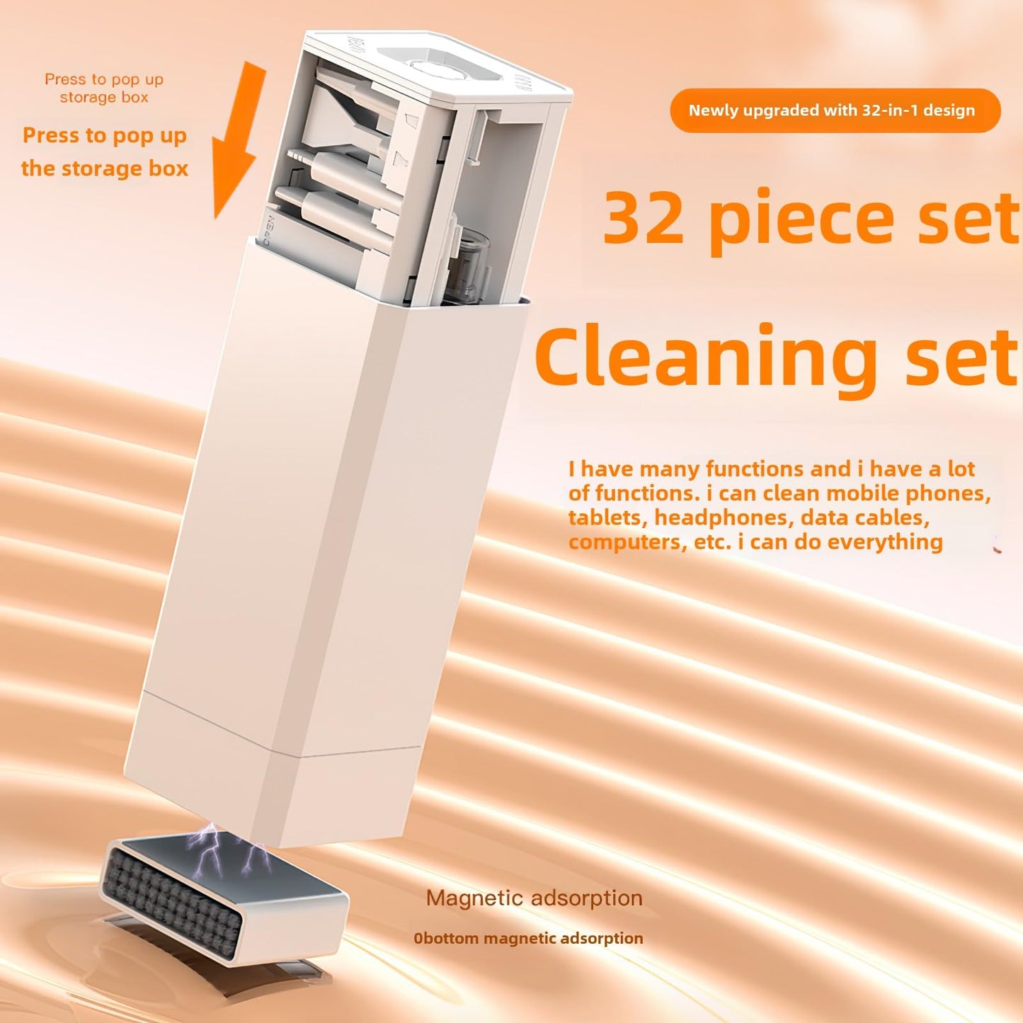 Laptop Phone Computer Screen Cleaner Kit, 32-in-1 Keyboard Cleaning Brush Tools, Multi-Function Electronic Device Clean Tool for Camera Lens PC