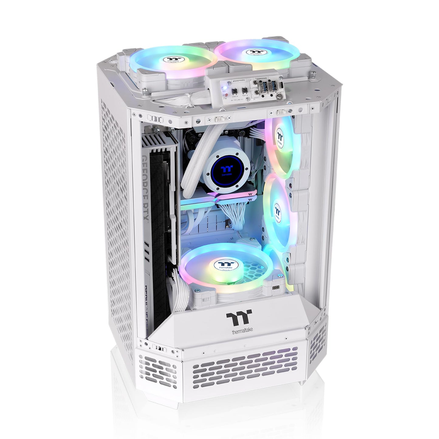 Thermaltake Tower 250 Snow Mini-ITX Mini Tower; 2x120mm CT Fans Included; 360mm Radiator Support; 360mm GPU Clearance; Dual Chamber; CA-1Z9-00S6WN-AZ