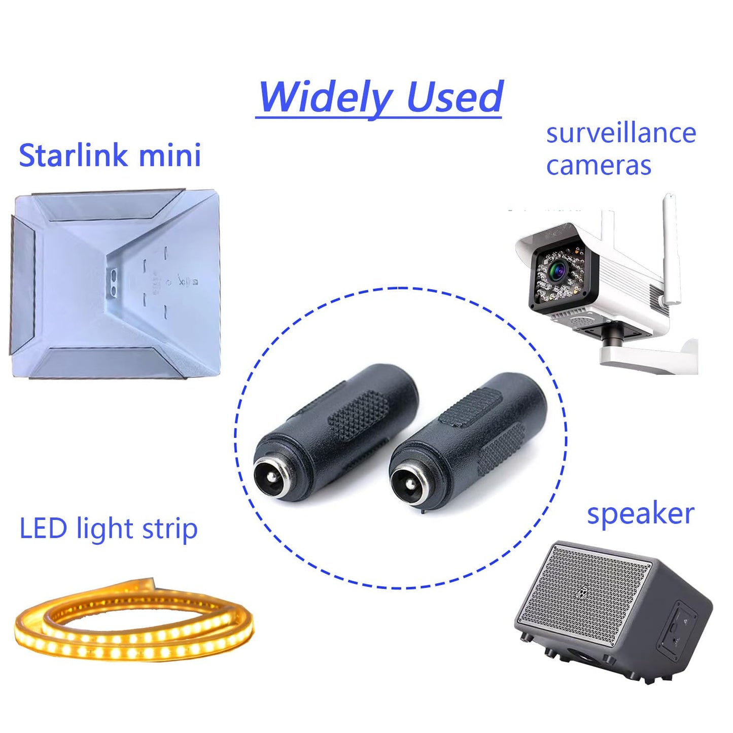 ISLOPU 5.5mm x 2.1mm DC Power Connector Adapter, 9~36V Female to Female Power Jack Socket for Starlink Mini, CCTV Security Camera and LED Strip Light