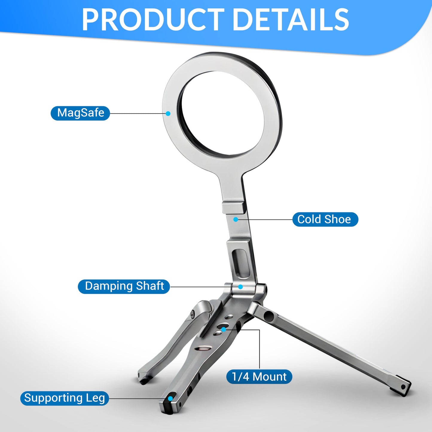 MagSafe Phone Stand for iPhone - Magnetic Foldable Aluminum Mount, Mini Travel Tripod Alternative for iPhone 12-17 (Compatible with MagSafe Cases)