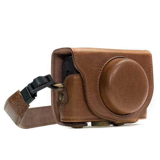 MegaGear Ever Ready Protective Leather Camera Case, Bag for Sony Cyber-Shot DSC-WX500 Digital Camera (Dark Brown) (MG600)