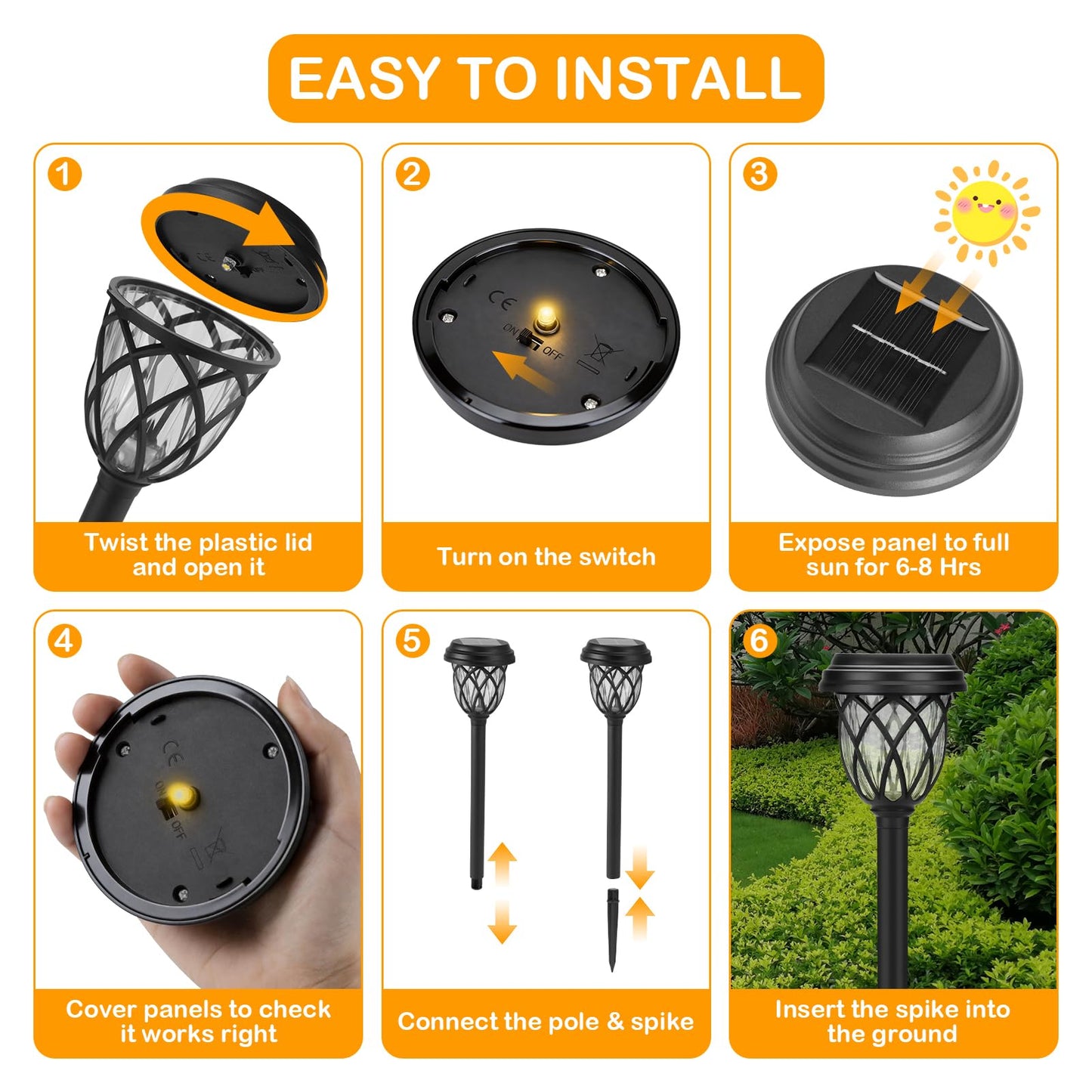 ruhotili Solar Lights Outdoor 12 Pack Solar Garden Lights Waterproof IP65 Solar Landscape Lights Solar Pathway Lights for Patio, Yard, Driveway