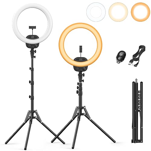 ALTSON 14'' Selfie Ring Light with 63'' Tripod Stand & Phone Holder, Dimmable LED Phone Ring Light for Video Recording/Live