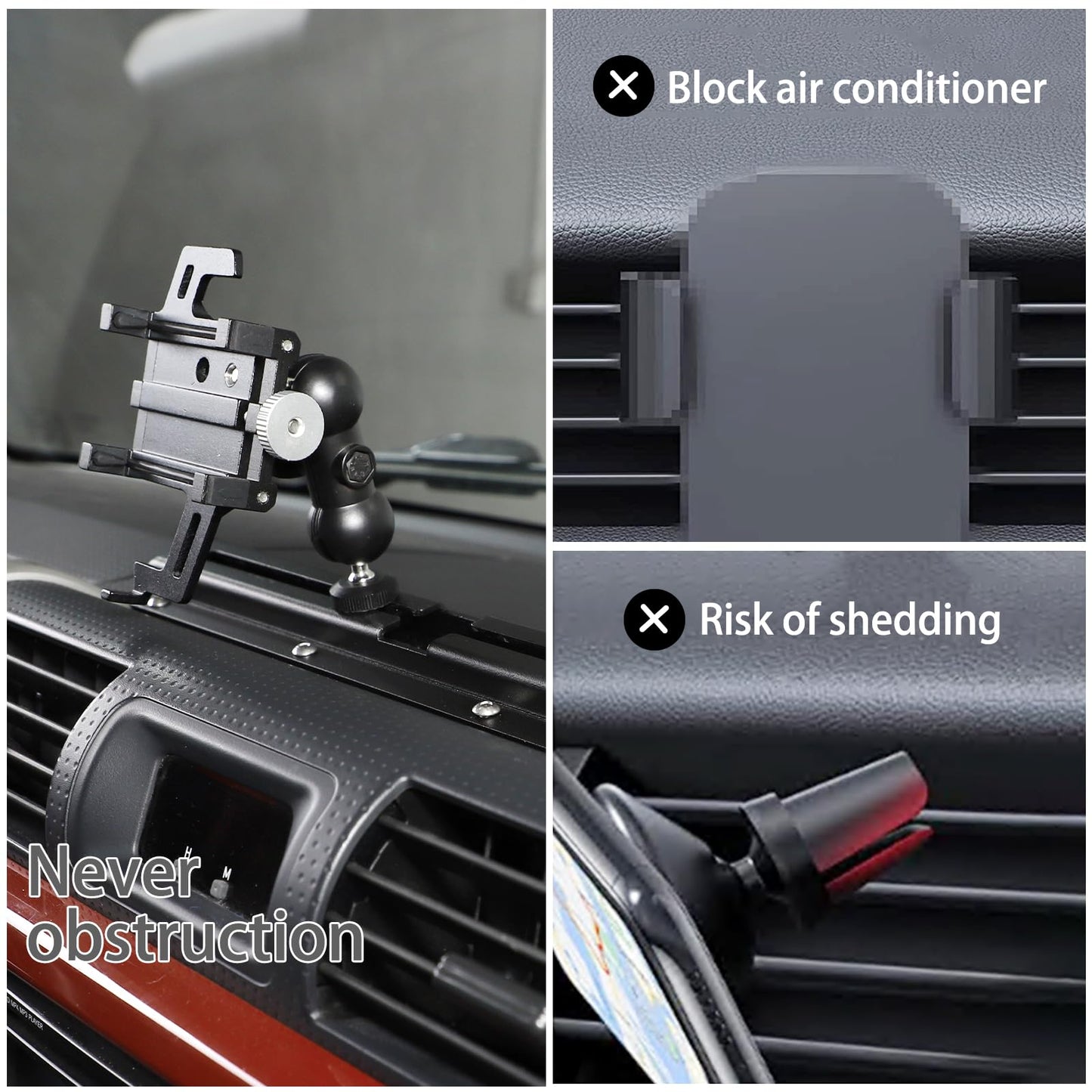 LLKUANG Car Instrument Panel Track Mobile Phone Holder Trim for Toyota FJ Cruiser 2007-2021 Central Control Air Vent Multifunctional Mobile Phone