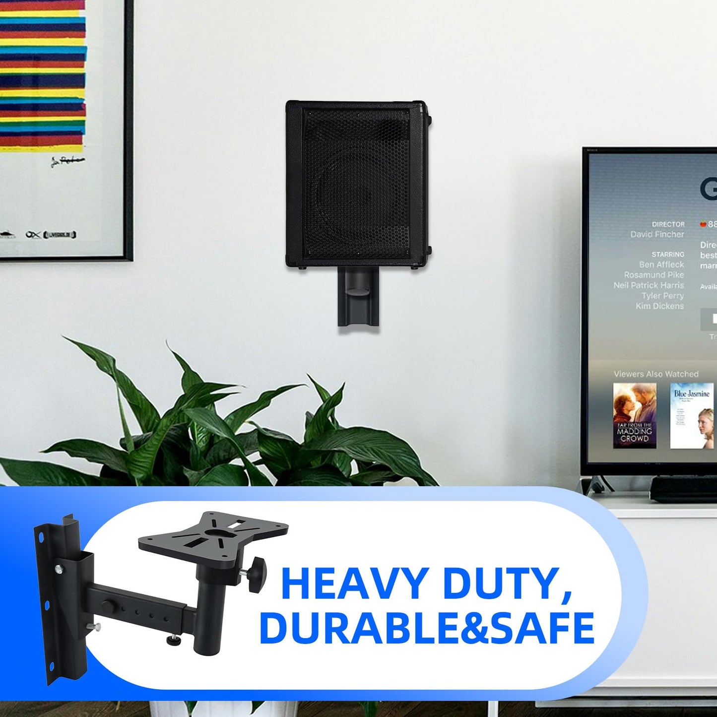 Yaeccc Pair of Speaker Wall Mounts, Universal Bookshelf Speaker Mounting Bracket,66 Lbs Max Capacity, Black