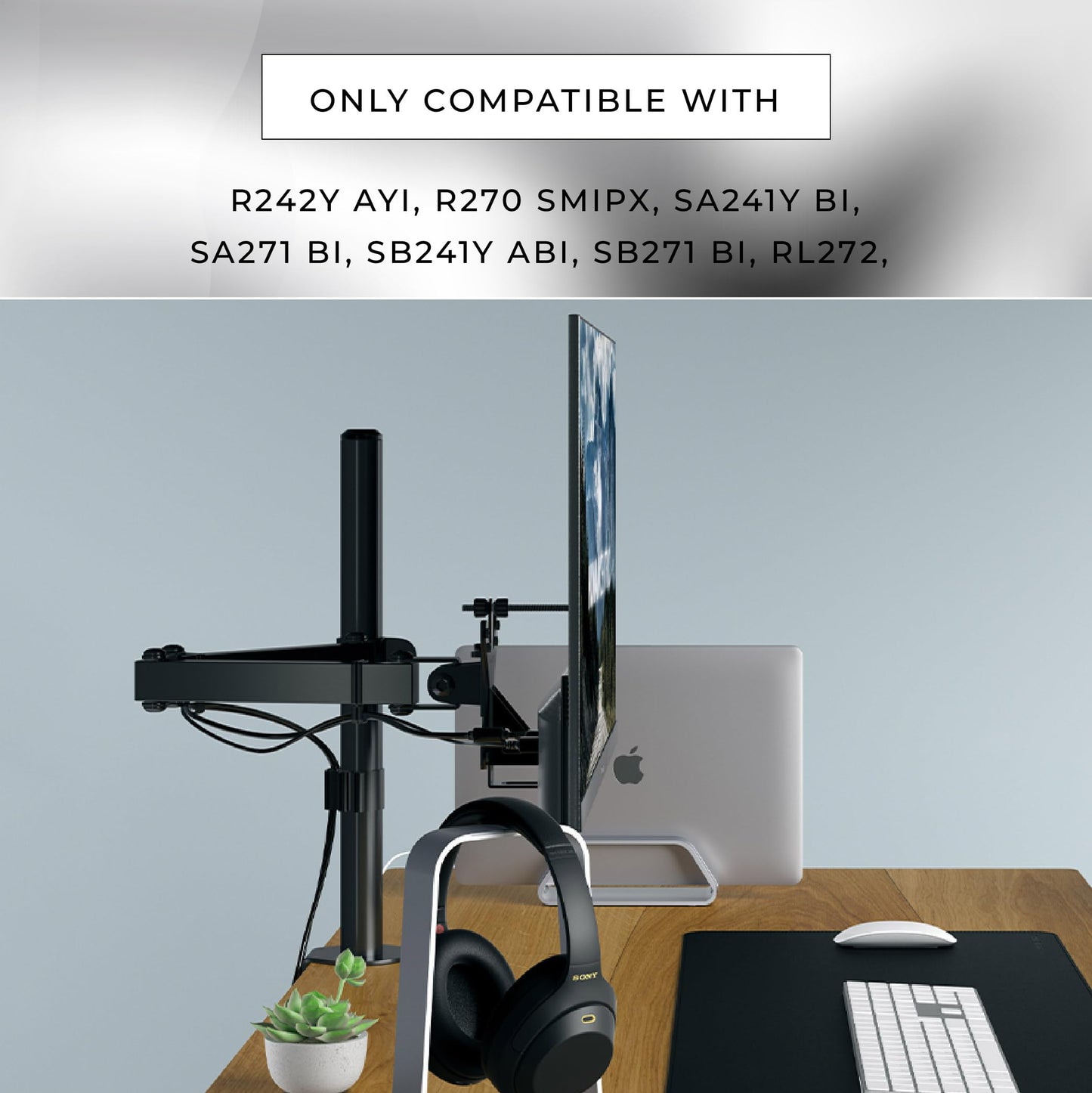 HumanCentric VESA Mount Compatible with Acer Monitors SA241Y bi, SA271 bi, SB241Y Abi, SB271 bi, RL242YE, R242Y Ayi and R270 SMIPX and Viewsonic
