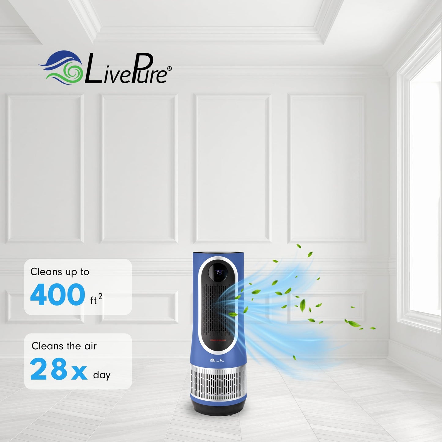 LivePure 3-in-1 LP520 Clean Heat Air Purifier & Electric Heater - 2 Heat Modes and Air Filtration - for Indoor Use in Bedrooms, Home Office