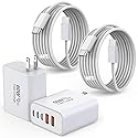 iPhone 17/16 Fast Charger Block,2 Pack 60W USB Charging Block 5-Port Charge Adapter for Apple iPhone Charger with 6FT USB C Woven Fast Charging Cable