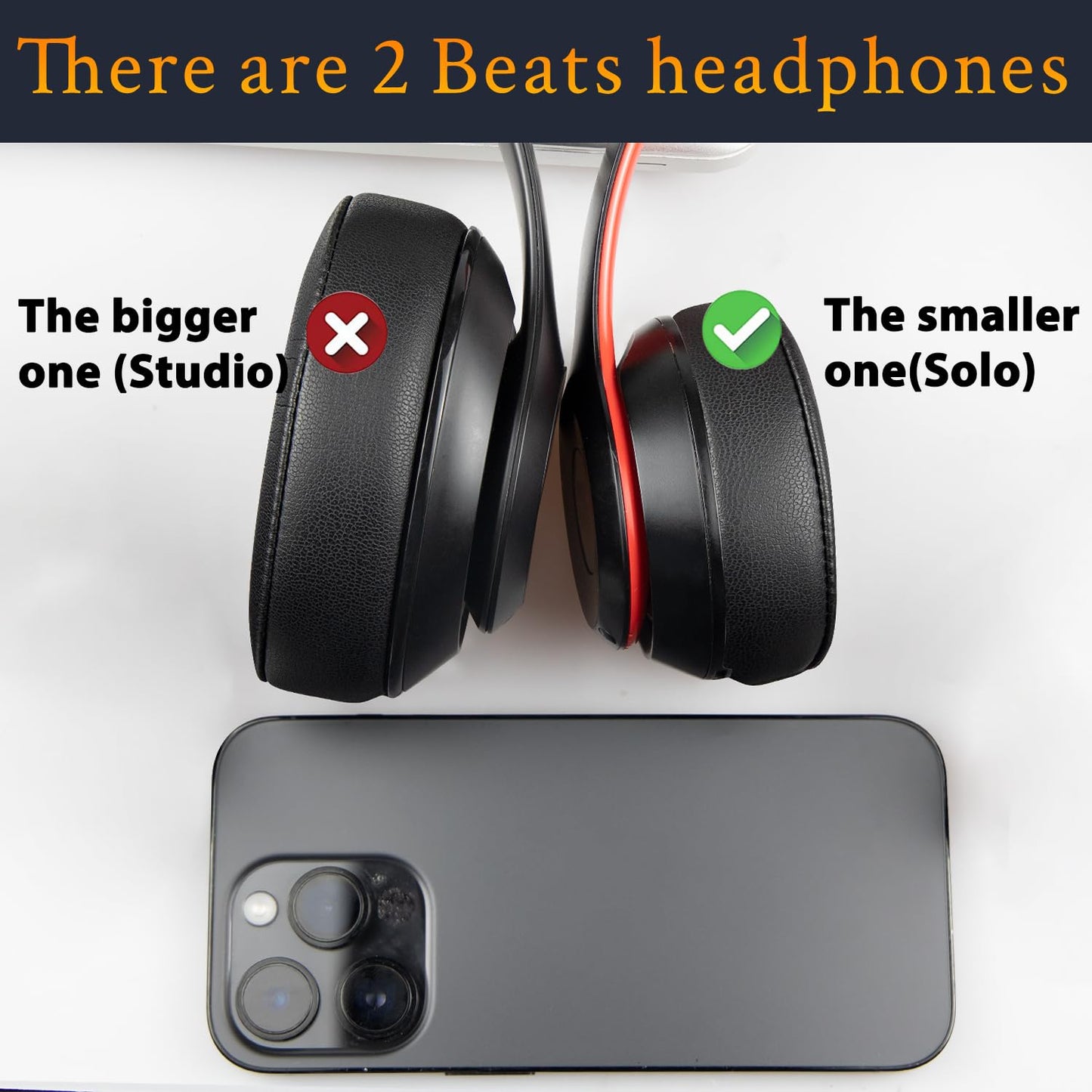 SoloWIT Ear Pads Replacement for Beats Solo 2 & Solo 3 On-Ear Headphones, Softer Protein Leather, Added Thickness - Black