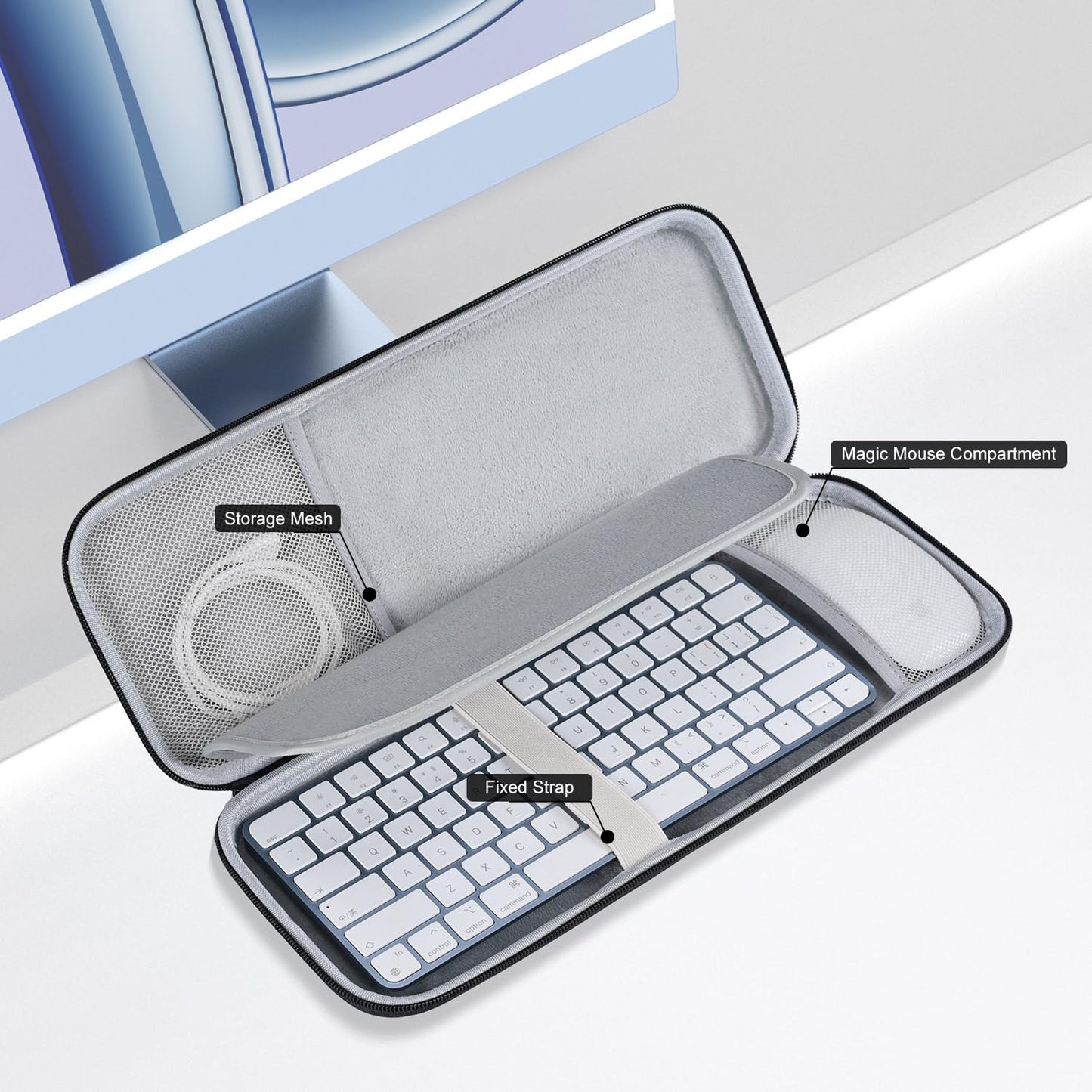 Magic Keyboard Sleeve Case Cover, Hard Storage Case Bag Compatible with Apple iMac 24 inch M4 M3 Magic Keyboard w/Out Touch ID A2449 A2450 A1644
