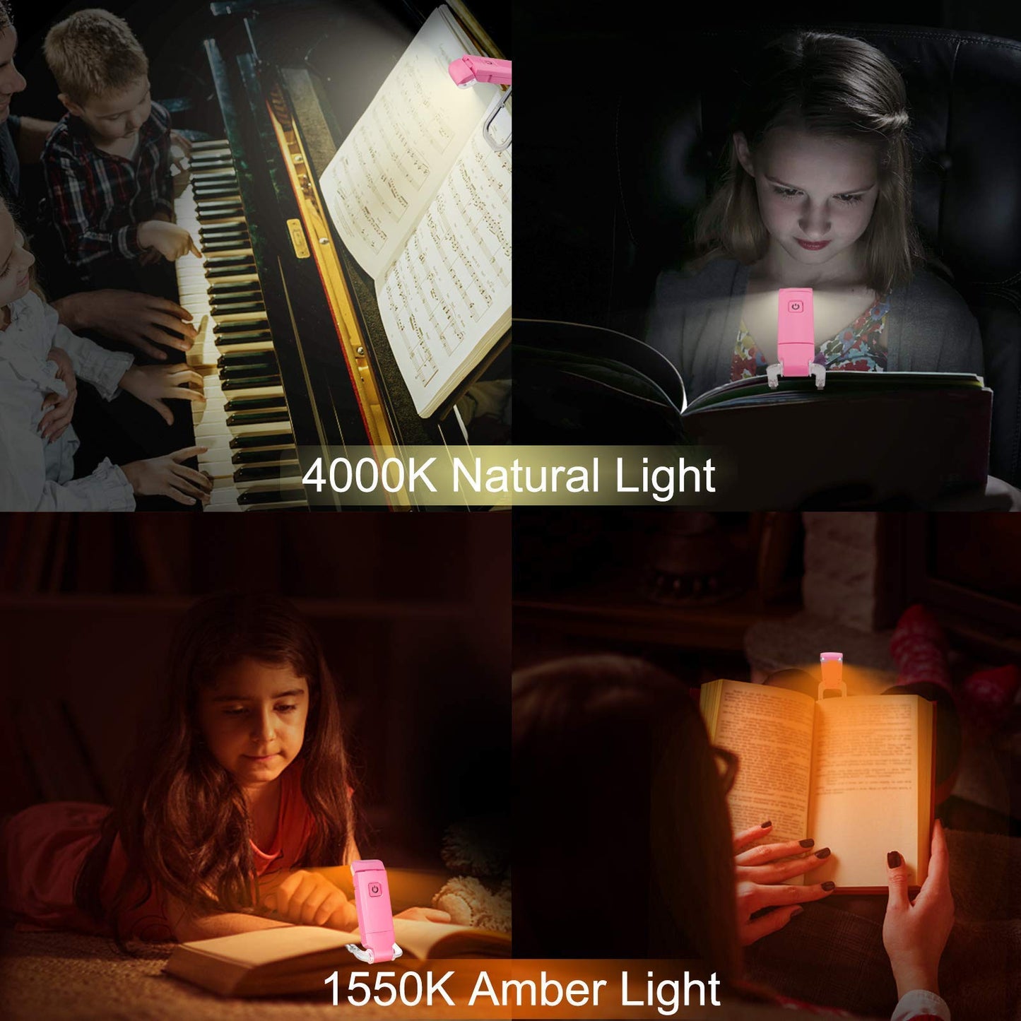 LUXSWAY USB Rechargeable Book Light for Reading,Small Book Reading Light in Bed,Clip On Bookmark Kids Light for Bed,Brightness Adjustable for Eye