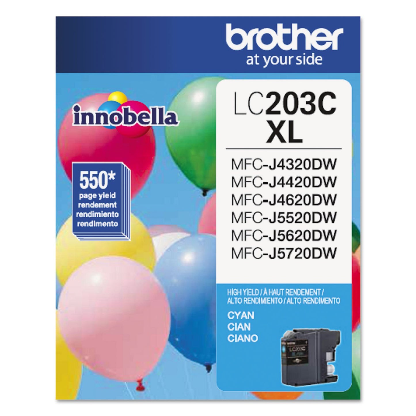 Brother Printer LC203C High Yield Ink Cartridge, Cyan, 1 Count (Pack of 1)