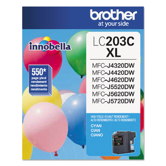 Brother Printer LC203C High Yield Ink Cartridge, Cyan, 1 Count (Pack of 1)