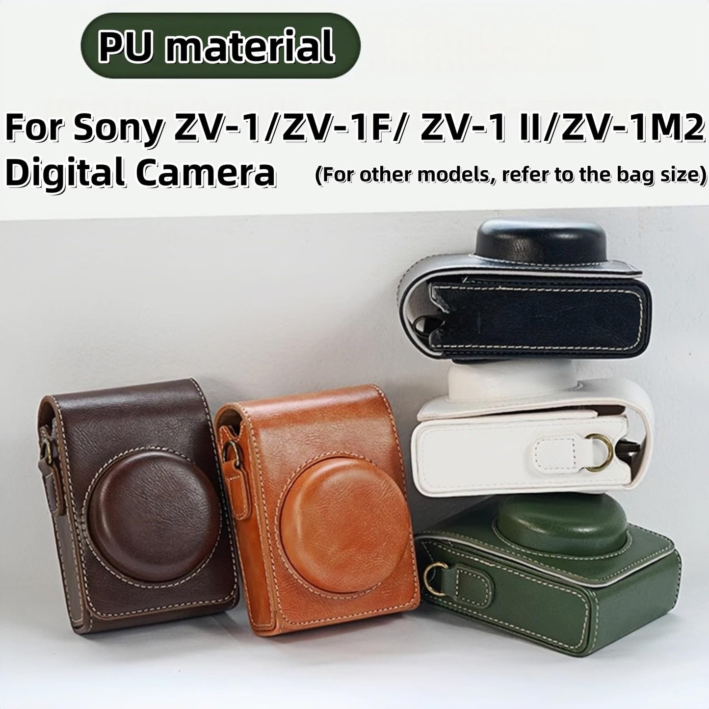 SZHSYJY ZV-1F Case,Camera Case for Sony ZV-1F/ ZV-1 II/ZV-1M2 Digital Camera,Digital camera PU leather storage bag with removable shoulder strap.