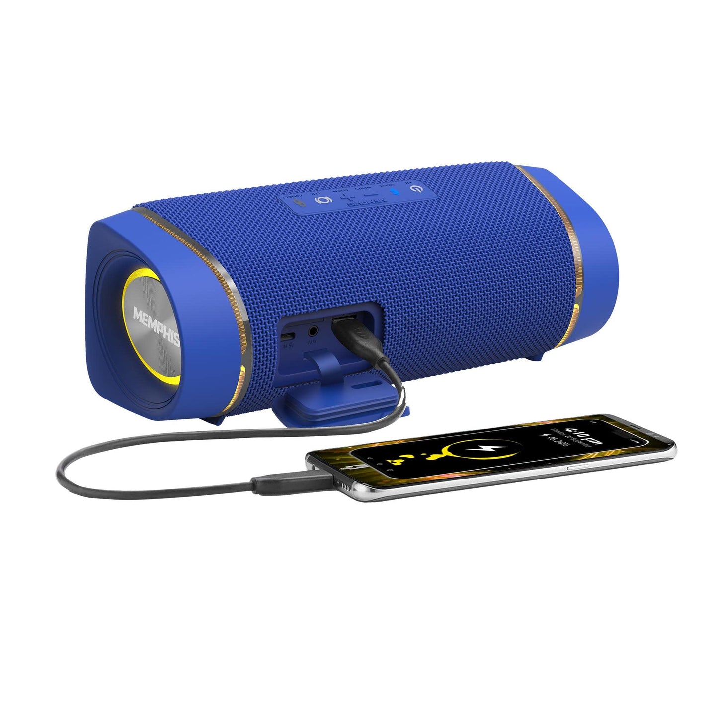 Memphis MFLOWBTB Flow - Wireless Bluetooth & AUX Speaker, IPX7 Water Resistance, Blue