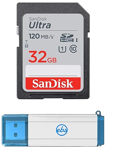 SanDisk 32GB SDHC SD Ultra Memory Card Works with Canon EOS Rebel T7, Rebel T6, 77D Digital Camera Class 10 (SDSDUN4-032G-GN6IN) Bundle with (1)