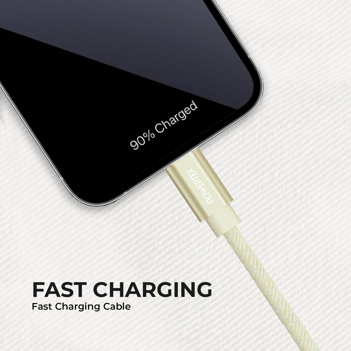 LIQUIPEL Powertek Denim USB C to USB C Fast Charging Cable, 6ft Charger for Galaxy, iPhone, MacBook, and More (Cream)