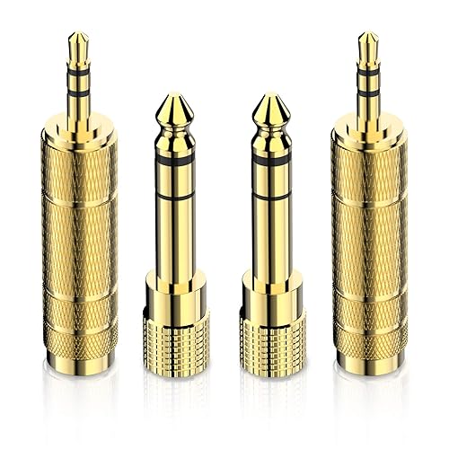 DIGITNOW Headphone Adapter 6.35mm (1/4 Inch) Male to 3.5mm (1/8 Inch) Female and 3.5 mm Male Plug to 6.35 mm Female Jack, Audio Stereo TRS Converter