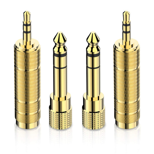 DIGITNOW Headphone Adapter 6.35mm (1/4 Inch) Male to 3.5mm (1/8 Inch) Female and 3.5 mm Male Plug to 6.35 mm Female Jack, Audio Stereo TRS Converter