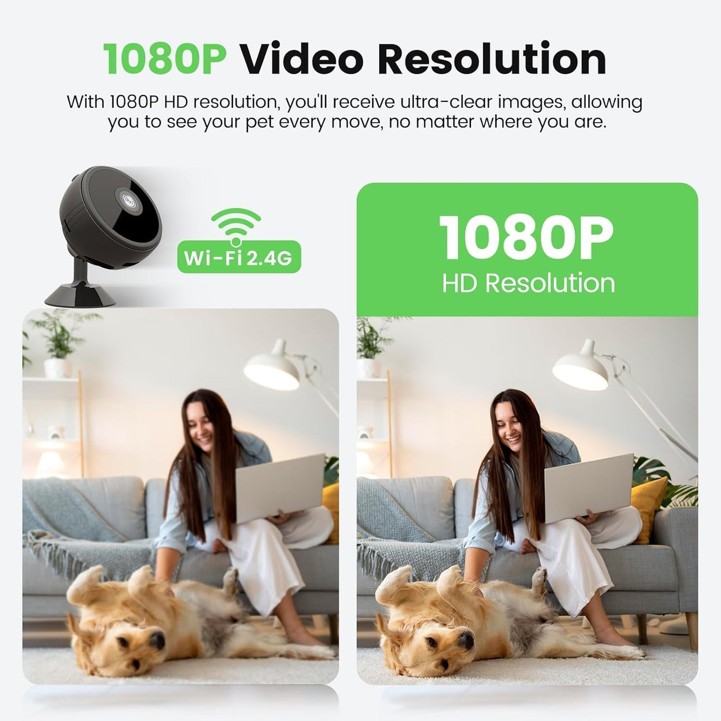 Foivtrui Mini Camera, 1080P HD WiFi Indoor Camera for Baby/Pet/Nanny, Wireless Security Surveillance Camera, Motion Detection, Remote Reviewing, Night