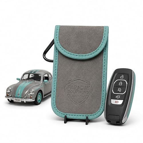 Digital Forensic Evidence U.S. Vet Business - Premium Quiet Seal Suede Universal Vehicle Anti-Theft Suede Faraday Case (X2 Shielding) + Carabiner
