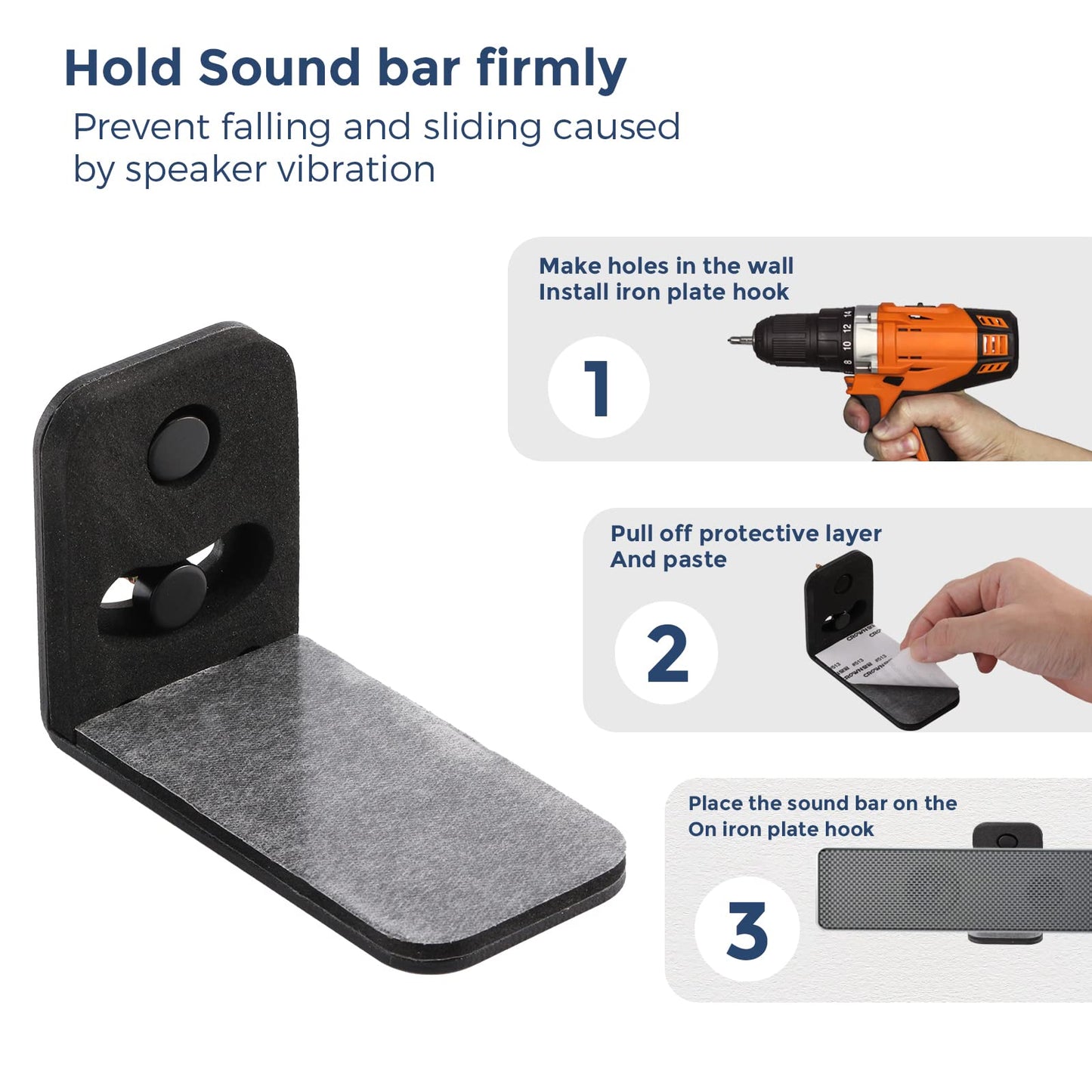 SHTCSZBA Universal Sound Bar Mount Brackets Wall Mount Shelf for Samsung, Sony, LG, JBL, Polk Audio, Vizio, Roku, Bose, Onn Soundbar Mount Mounting